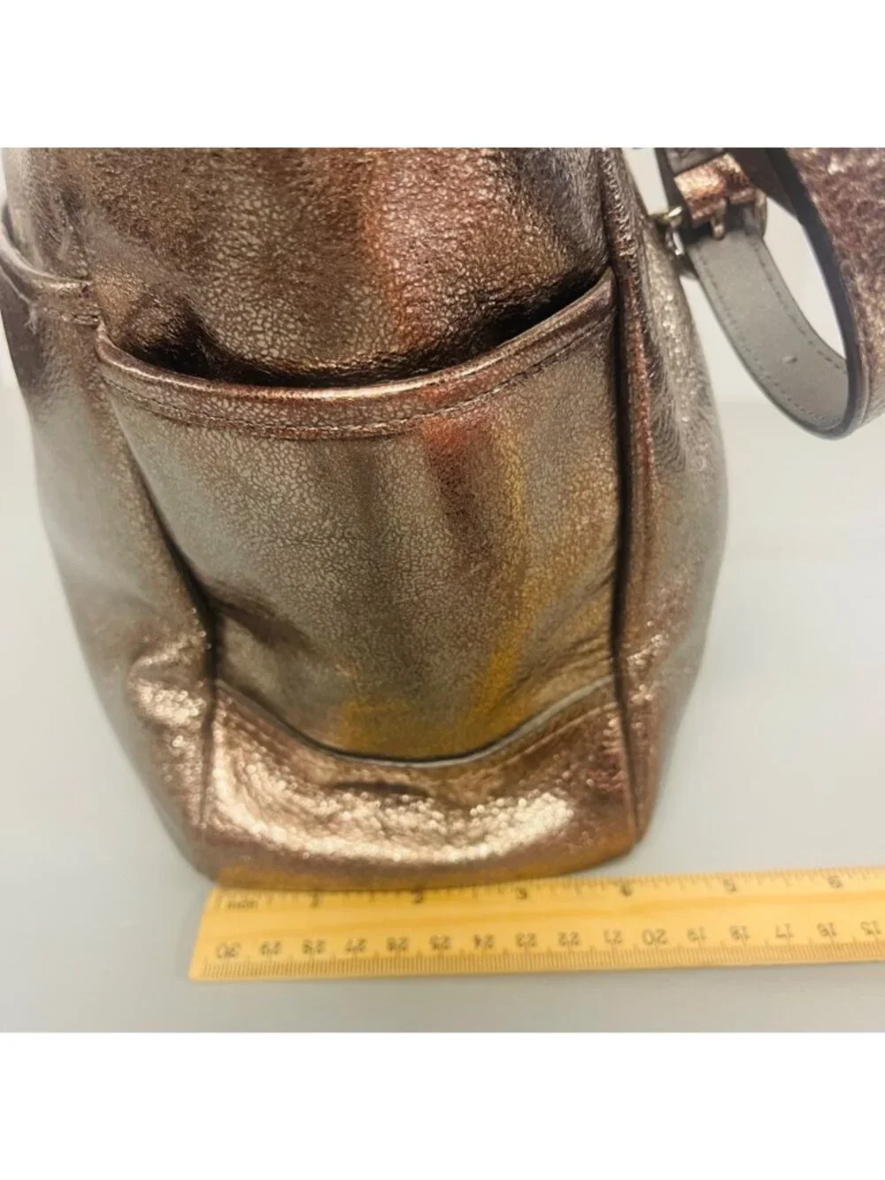 Coach Metallic Bronze Leather Tote Bag